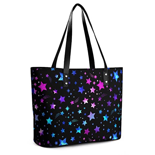 Womens Handbag Space Galaxy Constellation Stars Pattern Leather Tote Bag Top Handle Satchel Bags For Lady