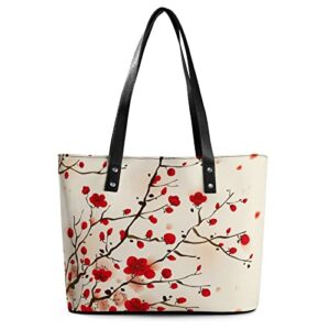 womens handbag peach blossom leather tote bag top handle satchel bags for lady