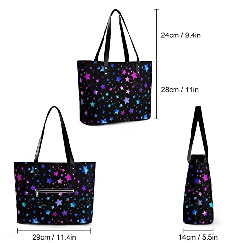 Womens Handbag Space Galaxy Constellation Stars Pattern Leather Tote Bag Top Handle Satchel Bags For Lady