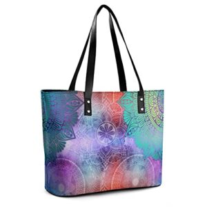 Womens Handbag Colorful Pattern Leather Tote Bag Top Handle Satchel Bags For Lady