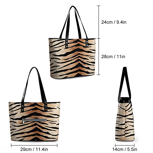 Womens Handbag Tiger Animal Skin Texture Leather Tote Bag Top Handle Satchel Bags For Lady