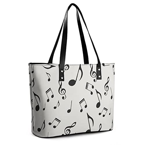 Womens Handbag Musical Notes Patterns Leather Tote Bag Top Handle Satchel Bags For Lady