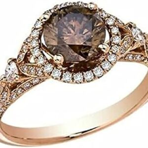 2Ct Round Cut Chocolate Diamond 14k Rose Gold Plated 925 Sterling Silver Engagement Ring For Women. (5)