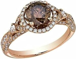 2ct round cut chocolate diamond 14k rose gold plated 925 sterling silver engagement ring for women. (5)