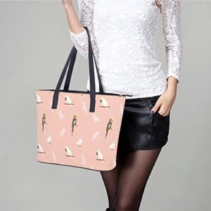 Womens Handbag Parrots Birds Pattern Leather Tote Bag Top Handle Satchel Bags For Lady