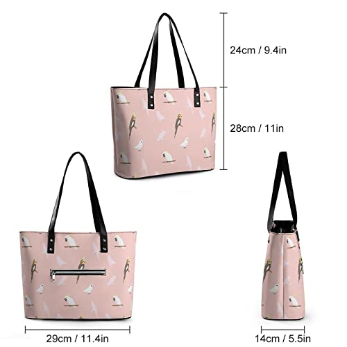 Womens Handbag Parrots Birds Pattern Leather Tote Bag Top Handle Satchel Bags For Lady