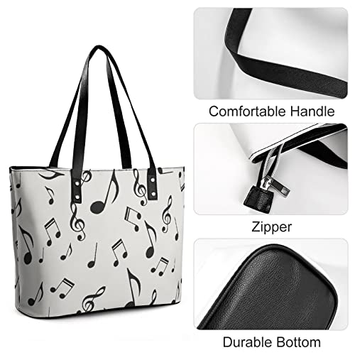 Womens Handbag Musical Notes Patterns Leather Tote Bag Top Handle Satchel Bags For Lady