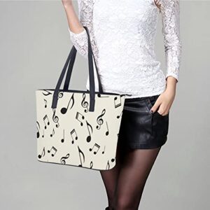 Womens Handbag Musical Notes Patterns Leather Tote Bag Top Handle Satchel Bags For Lady