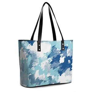 Womens Handbag Tie Dye Texture Leather Tote Bag Top Handle Satchel Bags For Lady