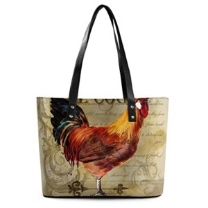 womens handbag rooster leather tote bag top handle satchel bags for lady