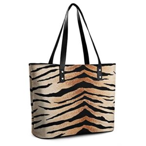 Womens Handbag Tiger Animal Skin Texture Leather Tote Bag Top Handle Satchel Bags For Lady