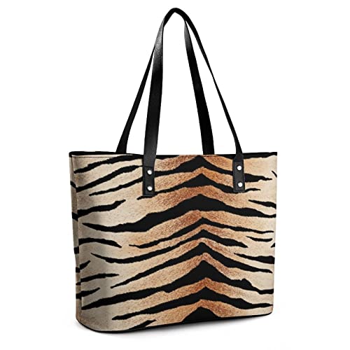 Womens Handbag Tiger Animal Skin Texture Leather Tote Bag Top Handle Satchel Bags For Lady