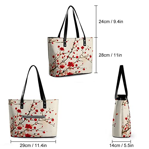 Womens Handbag Peach Blossom Leather Tote Bag Top Handle Satchel Bags For Lady