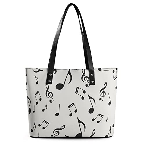 Womens Handbag Musical Notes Patterns Leather Tote Bag Top Handle Satchel Bags For Lady