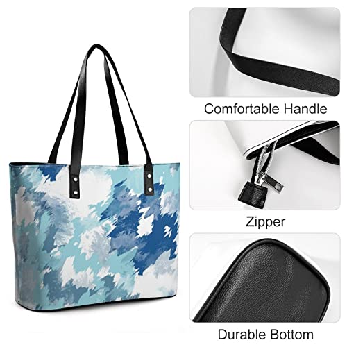 Womens Handbag Tie Dye Texture Leather Tote Bag Top Handle Satchel Bags For Lady