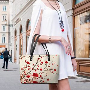 Womens Handbag Peach Blossom Leather Tote Bag Top Handle Satchel Bags For Lady