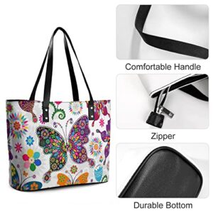 Womens Handbag Floral Butterfly Leather Tote Bag Top Handle Satchel Bags For Lady