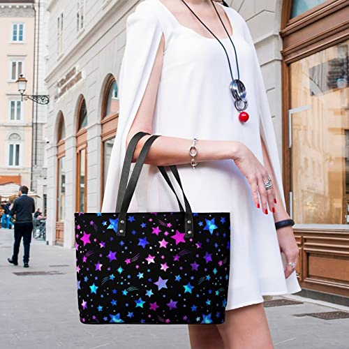 Womens Handbag Space Galaxy Constellation Stars Pattern Leather Tote Bag Top Handle Satchel Bags For Lady