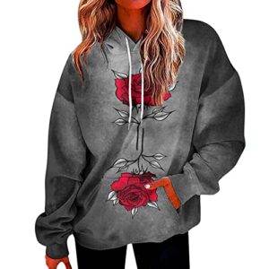 Women's Fashion Casual Hoodies Color Block Long Sleeve Drawstring Button Down Pullover Fall Sweatshirt Tops With Pocket