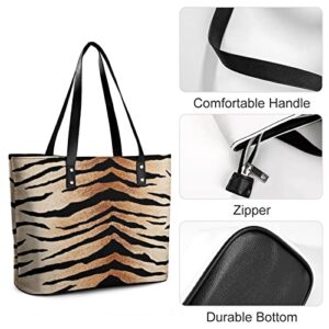 Womens Handbag Tiger Animal Skin Texture Leather Tote Bag Top Handle Satchel Bags For Lady