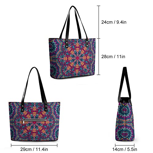 Womens Handbag Tribal Pattern Leather Tote Bag Top Handle Satchel Bags For Lady