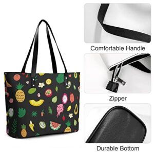 Womens Handbag Colorful Fruits Pattern Leather Tote Bag Top Handle Satchel Bags For Lady