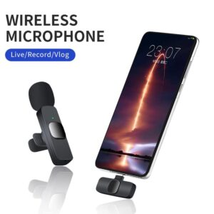 FAZFACTORY Wireless Lavalier Mini Microphone for iPhone - 2 Wireless Microphones - Clip On Plug and Play - Auto Sync - No App Required - Premium Noise Cancelling - Crisp and Sharp Recording