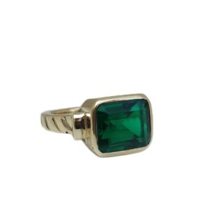 Gold Emerald Statement Ring, 925 Solid Sterling Silver Ring, Square Emerald Signet Ring, Women Ring, Men Ring, Gift Ring, Green Gemstone Ring (Sterling Silver, 8)