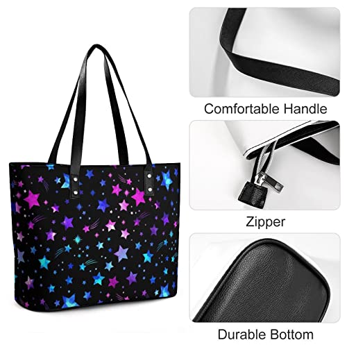 Womens Handbag Space Galaxy Constellation Stars Pattern Leather Tote Bag Top Handle Satchel Bags For Lady