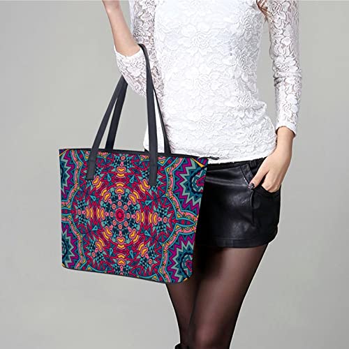 Womens Handbag Tribal Pattern Leather Tote Bag Top Handle Satchel Bags For Lady