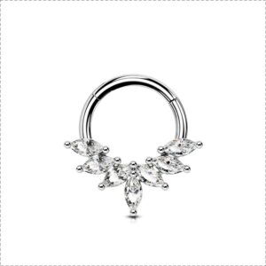 OUFER 16G Septum Rings Hoops, 316L Stainless Steel Septum Piercing Jewelry, Paved Shiny Clear CZ Cartilage Earrings, Helix Conch Daith Piercing Jewelry For Women And Men-8MM