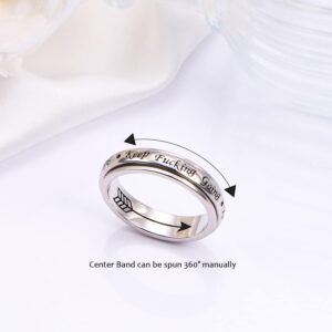 Anxiety Ring For Men Women Keep Going Spinner Ring 925 Sterling Silver Fidget Rings for Anxiety Stress Relieving ADHD Autism Rings Inspirational Band Ring Size 11