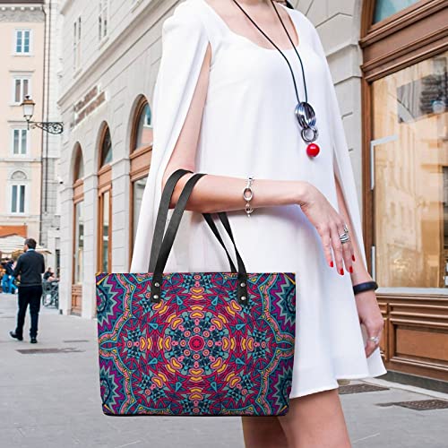 Womens Handbag Tribal Pattern Leather Tote Bag Top Handle Satchel Bags For Lady