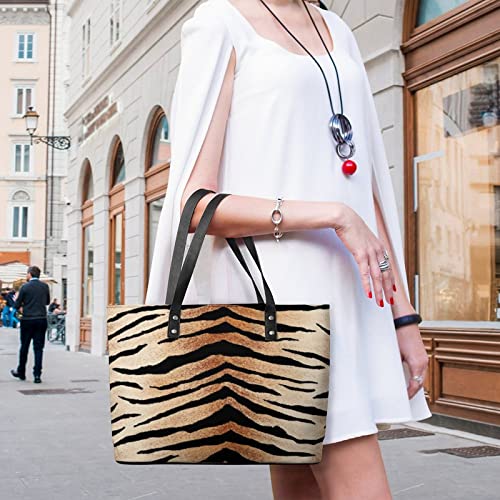 Womens Handbag Tiger Animal Skin Texture Leather Tote Bag Top Handle Satchel Bags For Lady