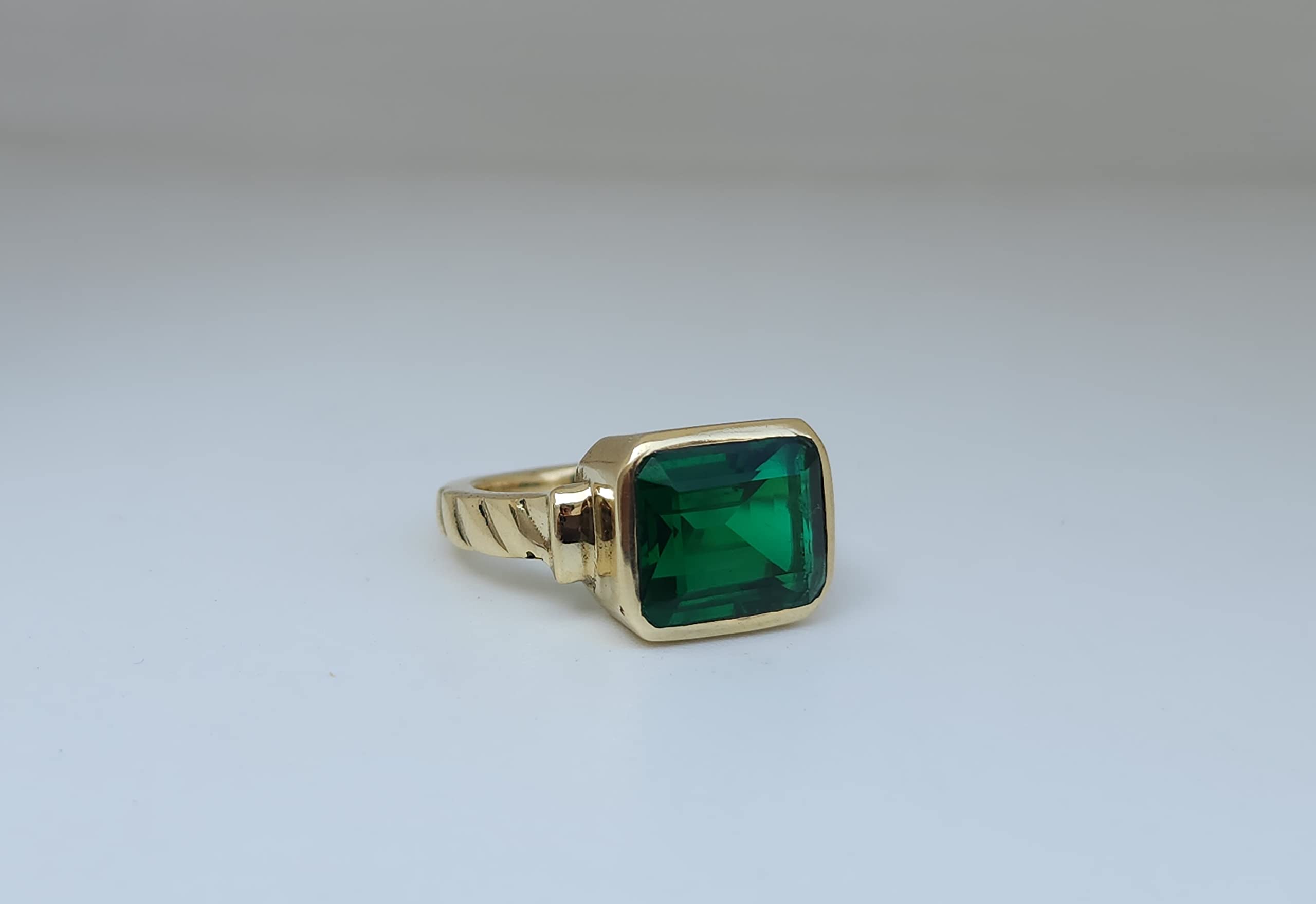 Gold Emerald Statement Ring, 925 Solid Sterling Silver Ring, Square Emerald Signet Ring, Women Ring, Men Ring, Gift Ring, Green Gemstone Ring (Sterling Silver, 8)