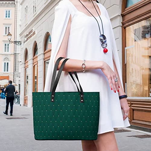 Womens Handbag Dark Green Color Leather Tote Bag Top Handle Satchel Bags For Lady