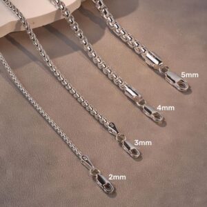 ASDULL 925 Sterling Silver 2mm Silver Box Chain Necklace for Men Silver Link Chain for Women 22 Inches