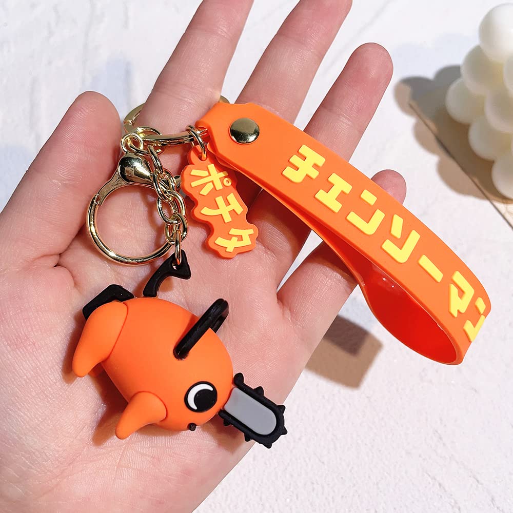 Chainsaw Keychain Figure Pochita Key Ring Fashion Anime Backpack Pendant for Women Men Gifts Jewelry Accessories