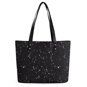 womens handbag constellation stars pattern leather tote bag top handle satchel bags for lady