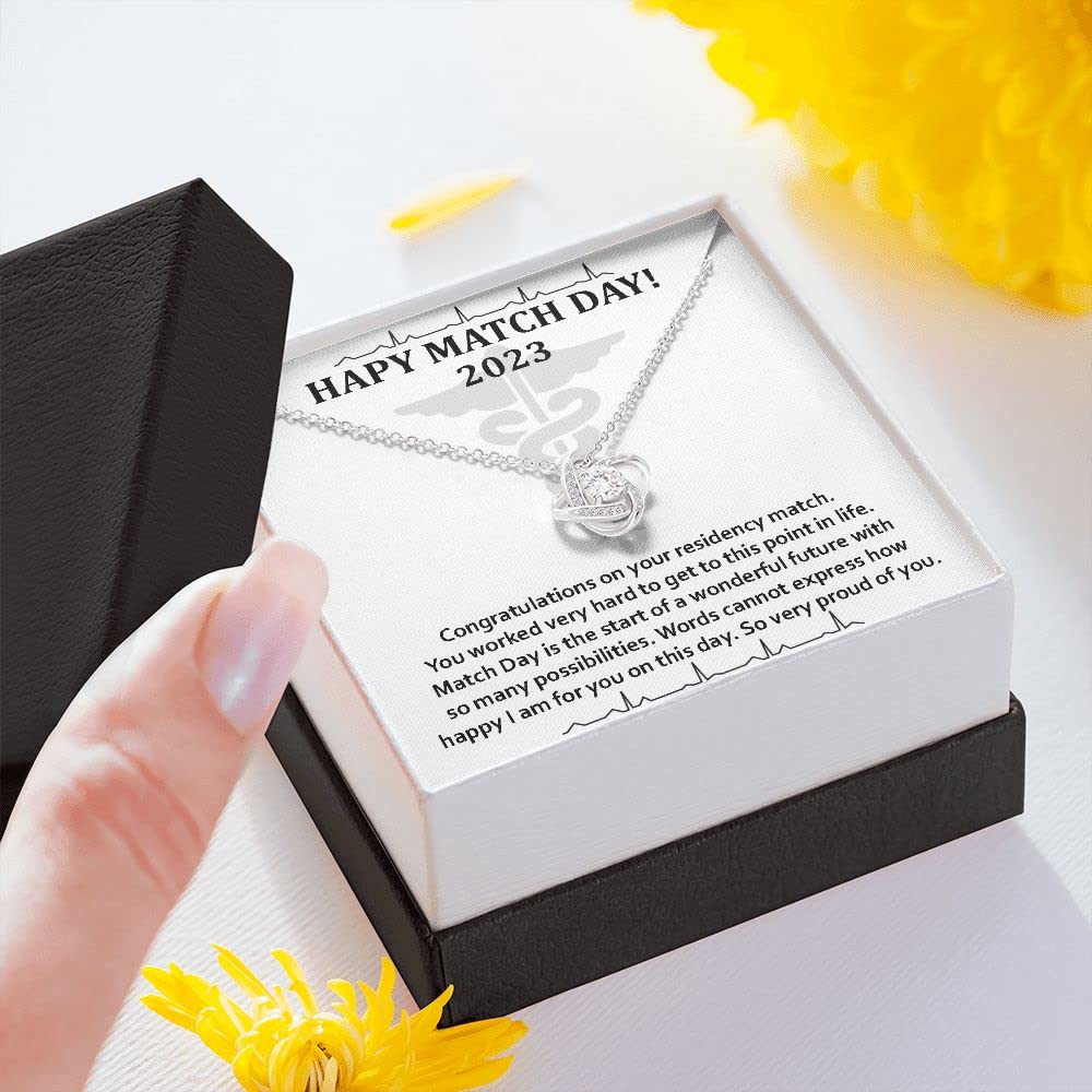 Happy Match Day 2023, Congrats on Matching, Residency Match Day Party Medical School Graduation Gifts (Love Knot Necklace)