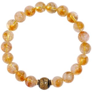 jewever geniune natural quartz beaded bracelet for women agate sutra beads amulet bracelet stretch healing crystals and gemstones gifts for jewelry (citrine)