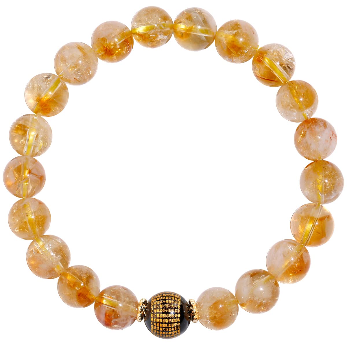 Jewever Geniune Natural Quartz Beaded Bracelet for Women Agate Sutra Beads Amulet Bracelet Stretch Healing Crystals and Gemstones Gifts for Jewelry (Citrine)