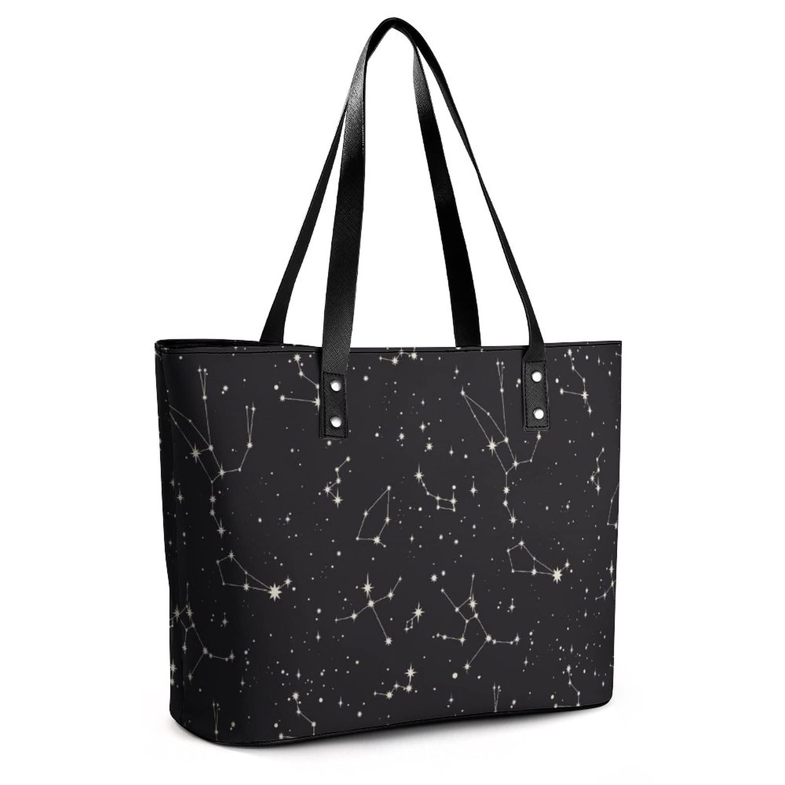 Womens Handbag Constellation Stars Pattern Leather Tote Bag Top Handle Satchel Bags For Lady