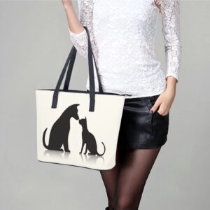 Womens Handbag Cats Animal Dog Leather Tote Bag Top Handle Satchel Bags For Lady