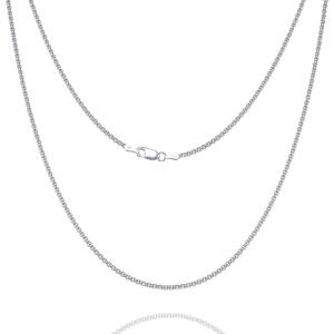 ASDULL 925 Sterling Silver 2mm Silver Box Chain Necklace for Men Silver Link Chain for Women 22 Inches