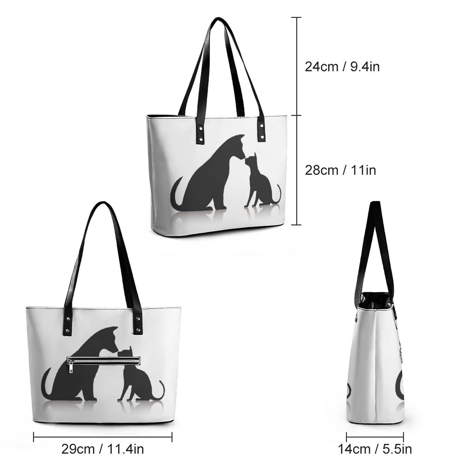 Womens Handbag Cats Animal Dog Leather Tote Bag Top Handle Satchel Bags For Lady