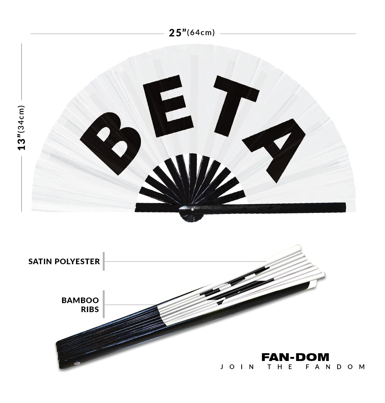 Beta hand fan foldable bamboo circuit hand fan funny gag slang words expressions statement gifts Festival accessories Rave handheld Circuit event fan Clack fans (White)