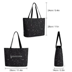 Womens Handbag Constellation Stars Pattern Leather Tote Bag Top Handle Satchel Bags For Lady