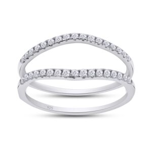 SAVEARTH DIAMONDS 1/4 ct t.w Round Cut Lab Created Moissanite Diamond Curved Ring Guard Enhancer For Women In 14K White Gold Over Sterling Silver(D Color, VVS1 Clarity 0.25 Cttw)-8