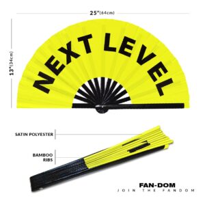 Next Level hand fan foldable bamboo circuit hand fan funny gag slang words expressions statement gifts Festival accessories Rave handheld Circuit event fan Clack fans (Yellow)